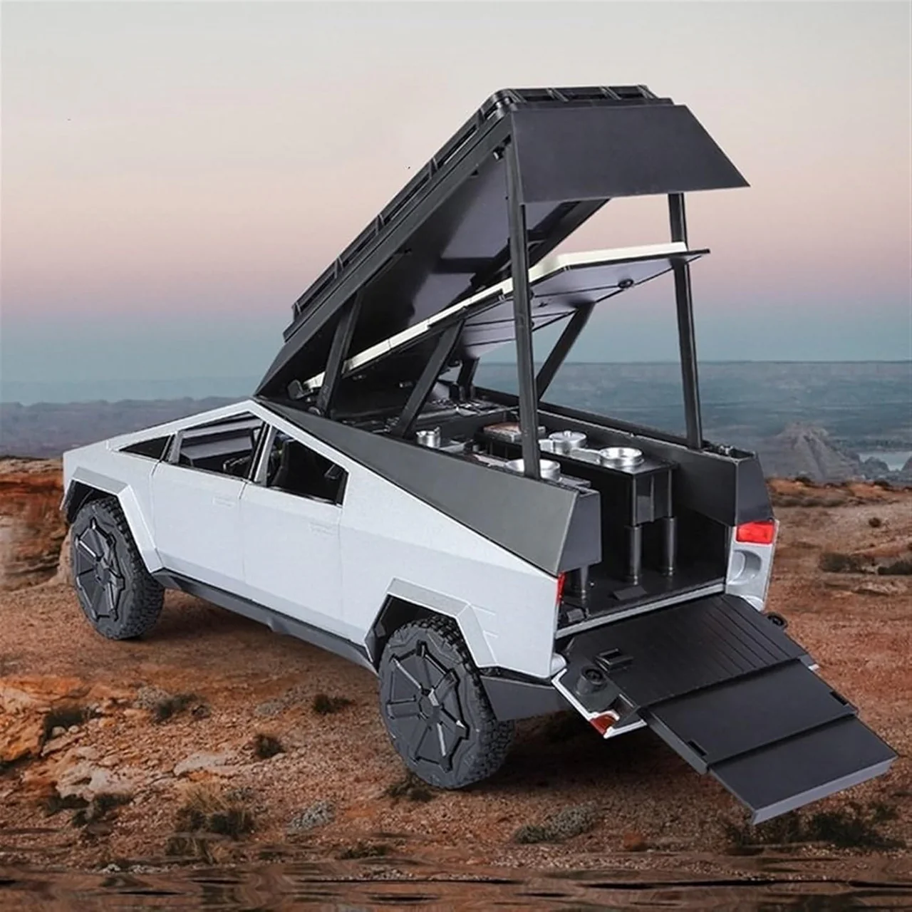 1:32 Diecast Tesla Camping Cybertruck With Bike