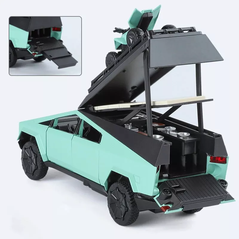 1:32 Diecast Tesla Camping Cybertruck With Bike
