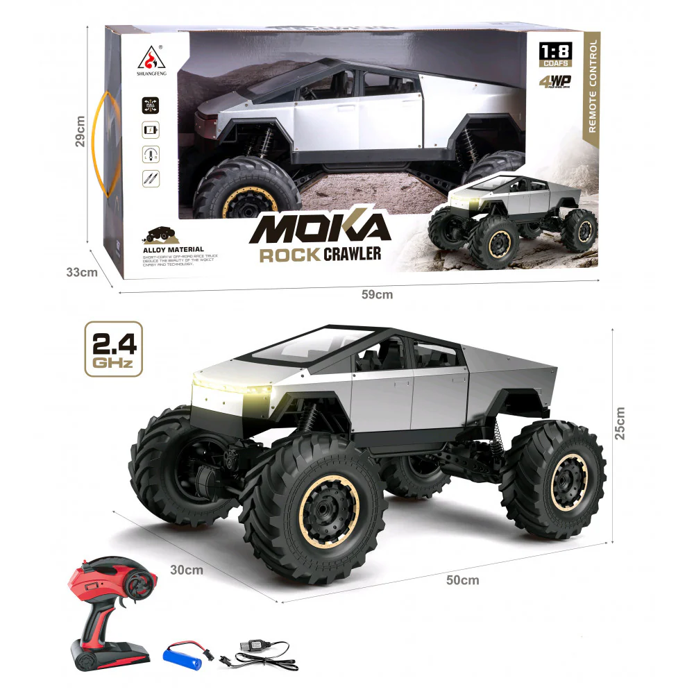 1:8 RC Alloy Tesla Pickup on Rock Crawler Truck